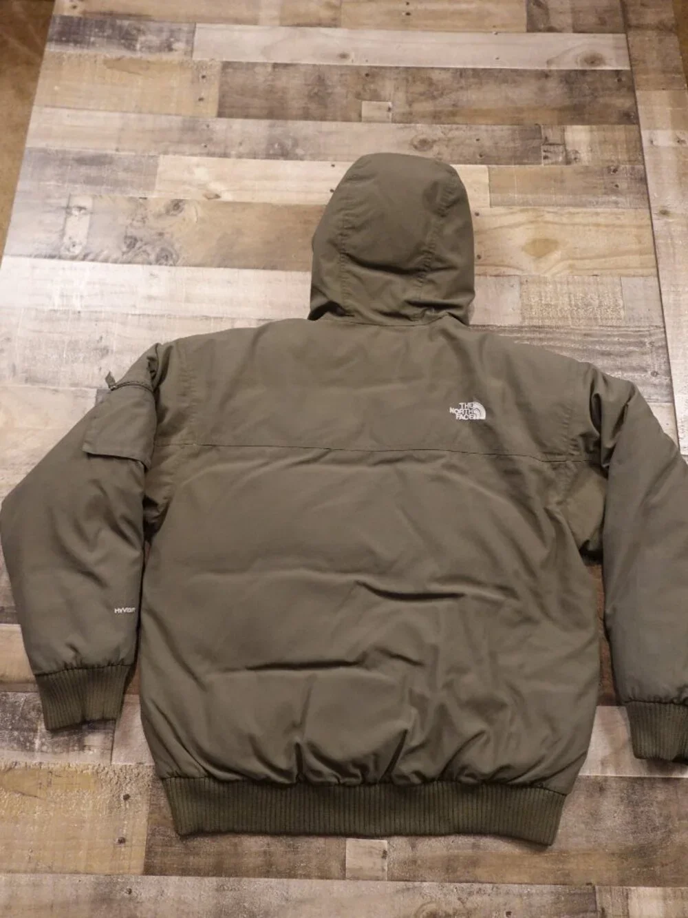 The‎ North Face HyVent Down Jacket Parka Men’s XL Olive Faux Fur Hood Vintage